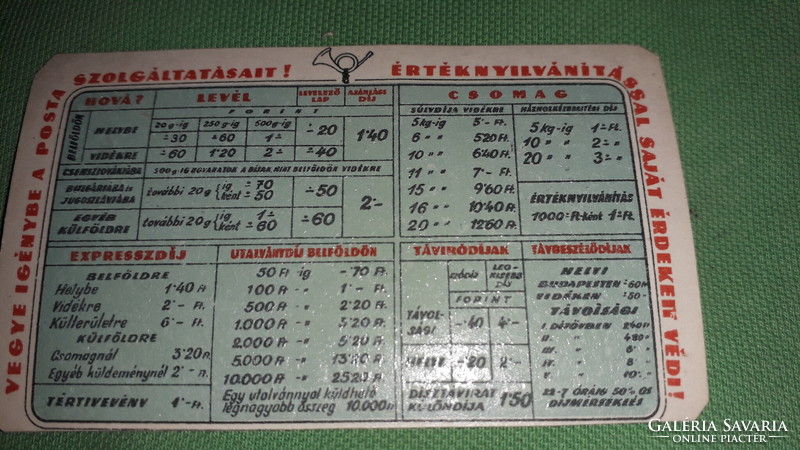 1960. Hungarian Post - postal rates - campaign - card calendar according to the pictures