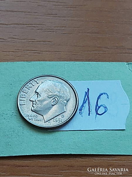 Usa 10 cent dime 1991 / d, franklin d. Roosevelt, copper-nickel 16