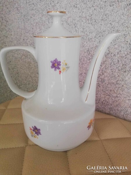Hollóháza porcelain coffee pot with flowers