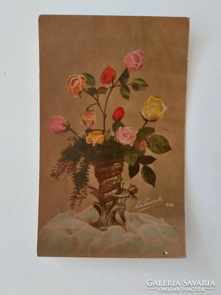 Old floral postcard postcard roses
