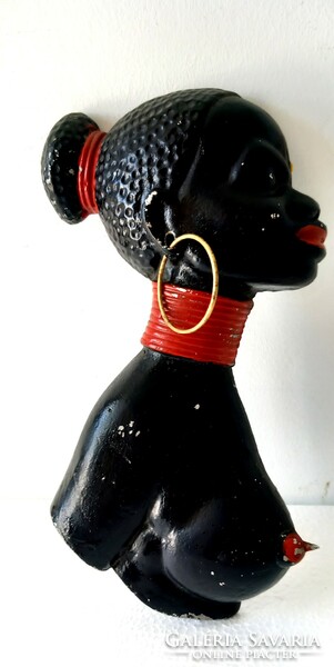 Art deco fém Afrikai női fej relief ALKUDHATÓ