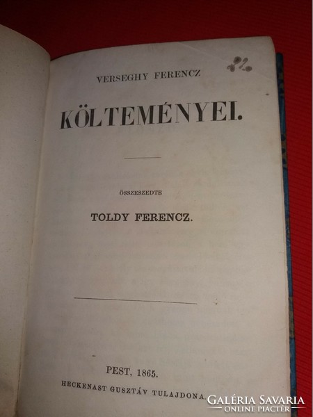 Antik 1865 VERSENGHY Ferenc versei Heckenast Gusztáv saját tulajdona volt.RITKA a képek szerint