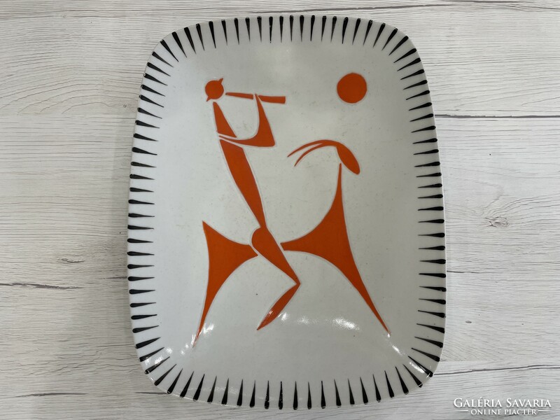 Zsolnay porcelain bowl decorative plate Turkish János design modern retro mid century