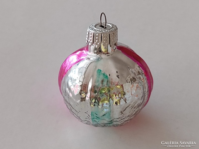 Old glass Christmas tree ornament striped ball sphere glass ornament