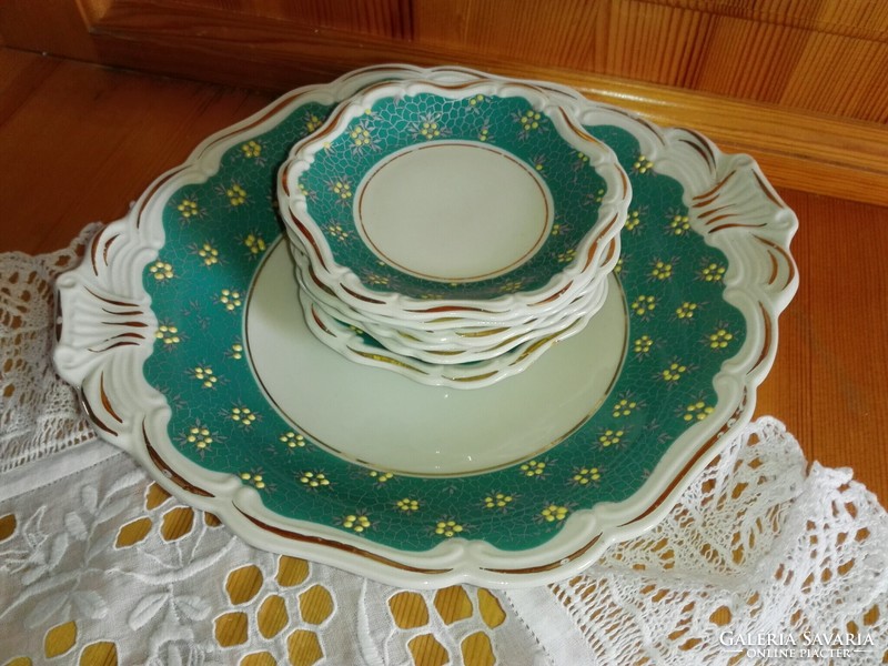 Rare, hand-painted turquoise porcelain offering.