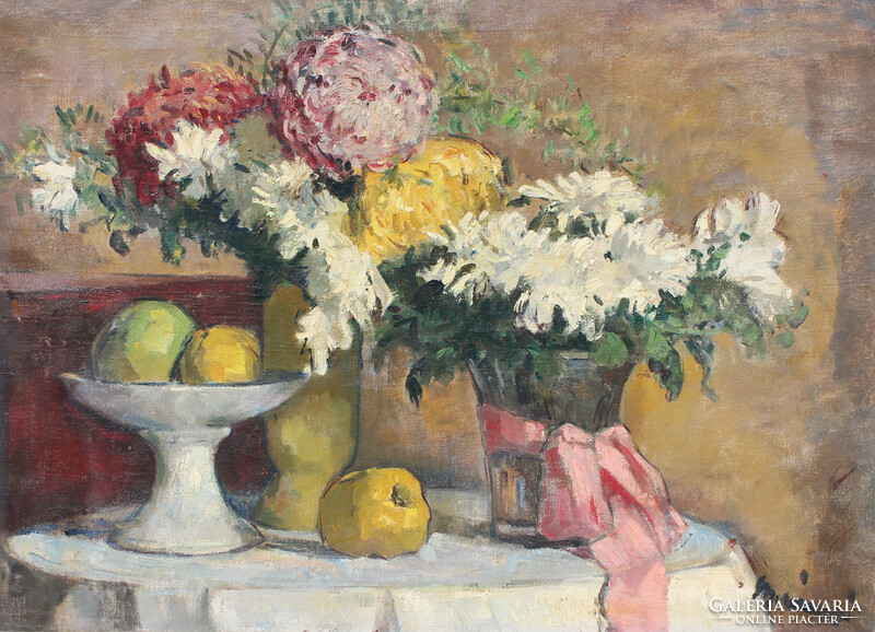 Viktor Belányi: still life with fruits and flowers