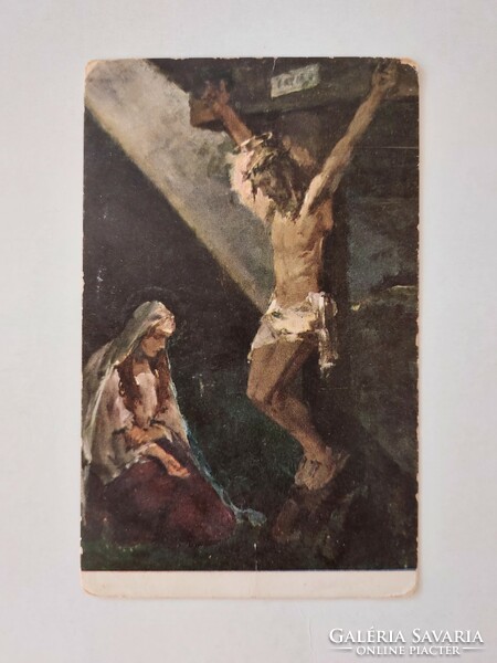 Old religious postcard Jesus and Mary