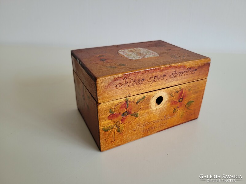 Old Balaton souvenir wooden box from 1909 Balatonfüred vintage box