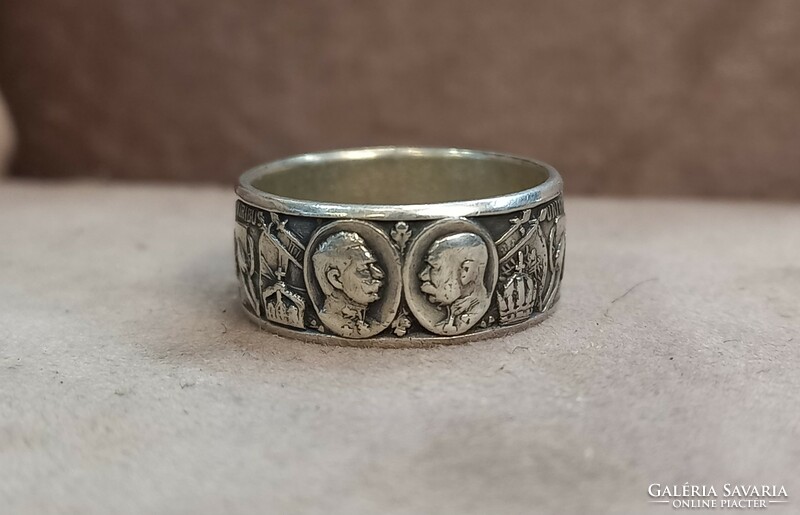 Antik Ezüst Gyűrű Viribus Unitis