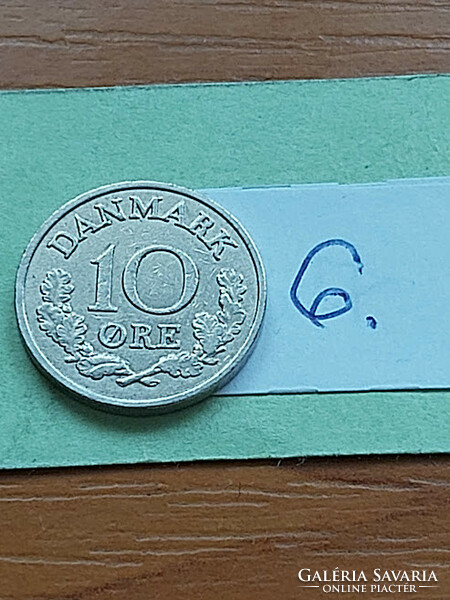 Denmark 10 öre 1961 copper-nickel, ix. King Frederick 6