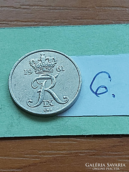 Denmark 10 öre 1961 copper-nickel, ix. King Frederick 6