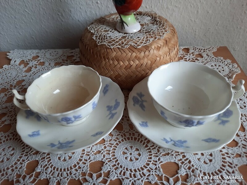 Porcelain teacup sets, with plastic painted flower decoration, without markings, with small flaws
