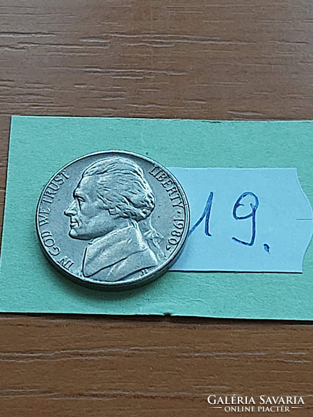 Usa 5 cents 1980 / p thomas jefferson, copper-nickel 19