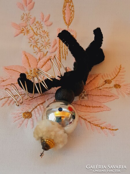 Black chenille figure, Christmas tree ornament, 13 cm