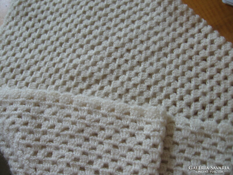 Off-white needlework, crocheted shawl