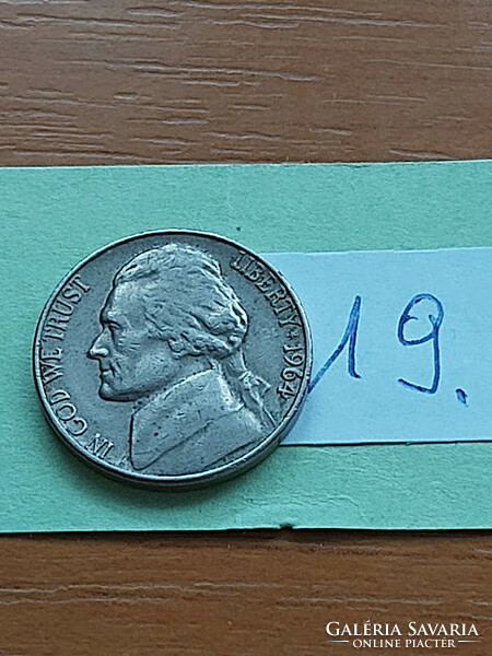 Usa 5 cents 1964 / d, thomas jefferson, copper-nickel 19