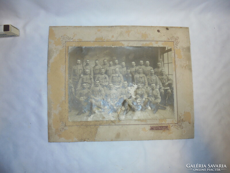 Régi első világháborús katonai fotó, csoportkép "Pancsova - 1915 ...hadjáratból..."