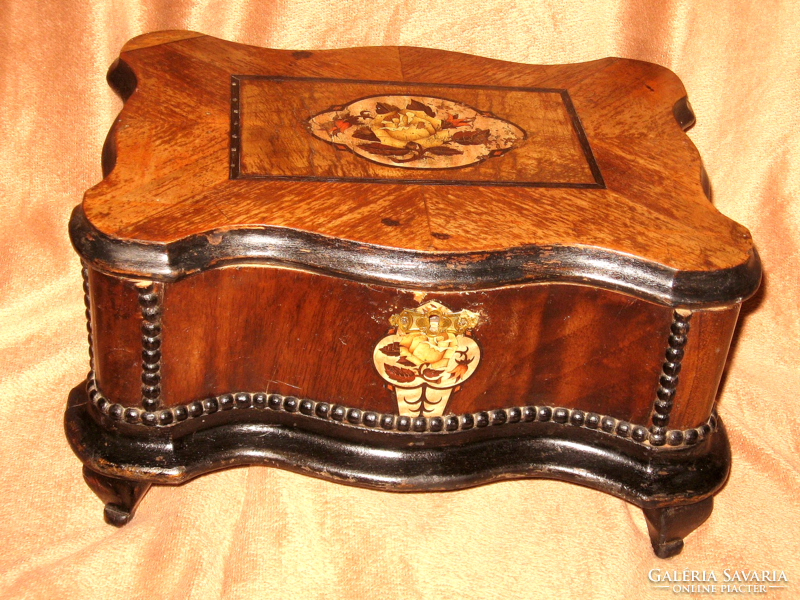 Antique turn-of-the-century wooden chest, storage gift box