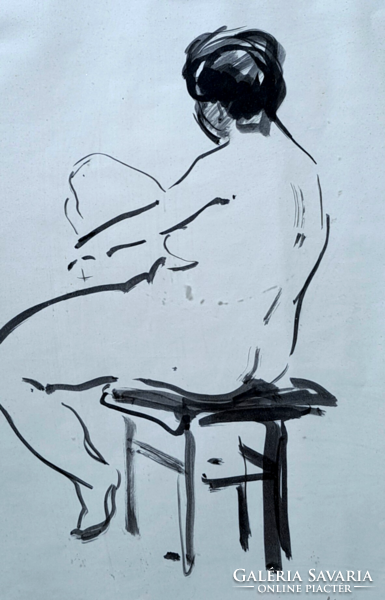 Akt (tus) Koszta Rozália gyulai festőművész - hátakt, egyedi alkotás