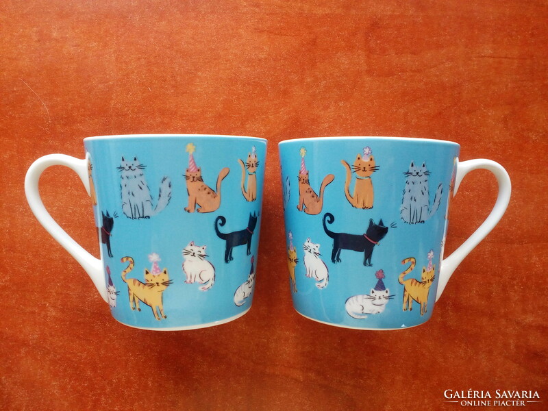 Porcelain kitten / cat tea cup, mug / large size 2 pcs