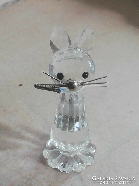 Polished glass miniature cat 5 cm
