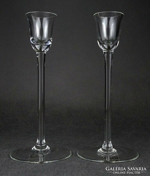 Pair of lip crystal candle holders marked 1N593 19 cm