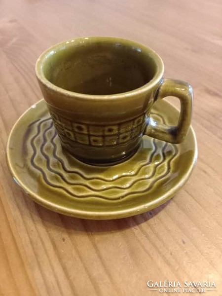 Granite green coffee cup with 2 coasters