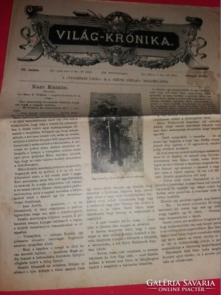 Antik 1910 .szeptember 39. szám VILÁG KRÓNIKA újság magazin szép állapot képek szerint