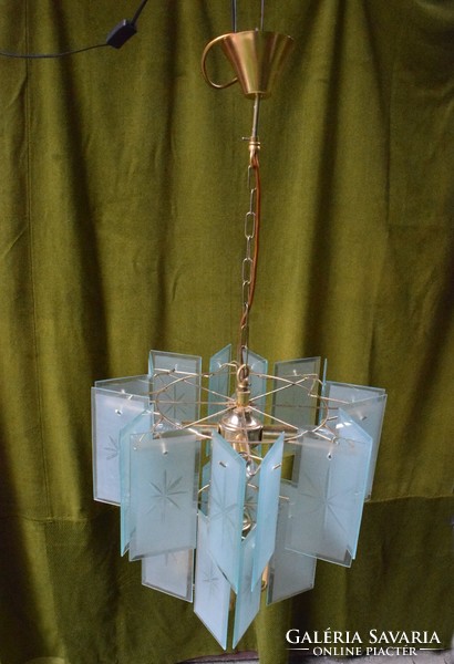 Chandelier, deer lamp, 70's 80's 38 x 47 cm + 53 cm pendant with 8 arms