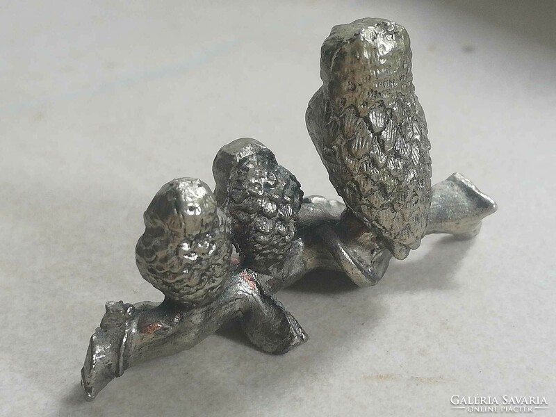 Silver plated miniature owl family