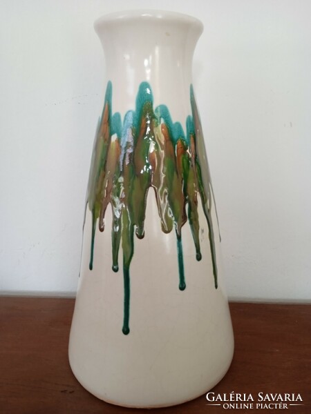 Special, glazed, Hungarian ceramic vase, retro, vintage, mid-century