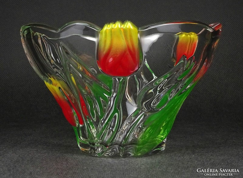 1N552 tulip glass ornament decorative bowl 10 x 15.5 Cm