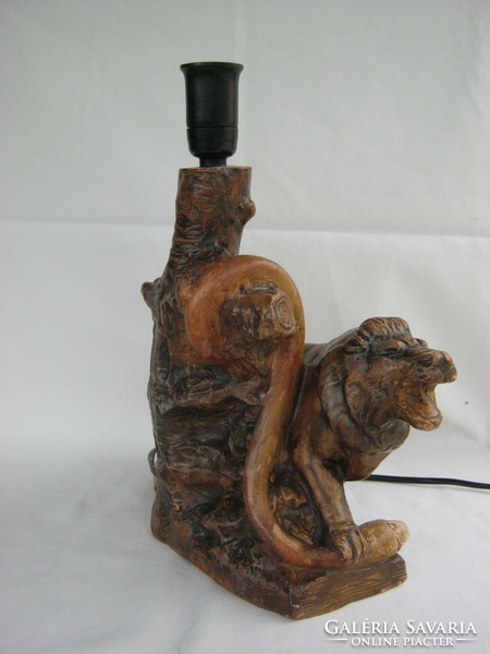 The lion and the snake Hungarian industrial artist ceramic lamp