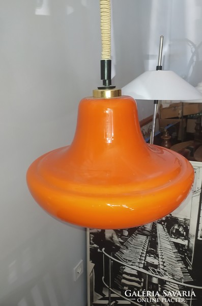 Ceiling orange retro period lamp with frosted glass