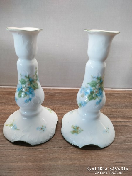 Pair of porcelain flower pattern candle holders