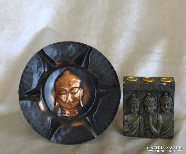 Buddha copper wall plate + candle holder