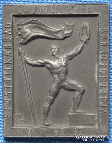 Edvi Illés György /1911-1991/sport díjplakett, bajnoki érem,1949,39 x 31 mm