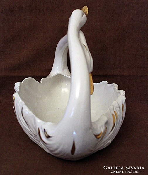 A huge capodimonte Italian swan centerpiece