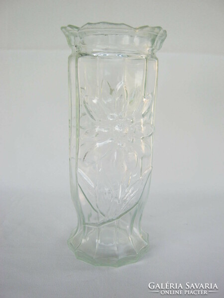 Pressed glass vase with flower pattern