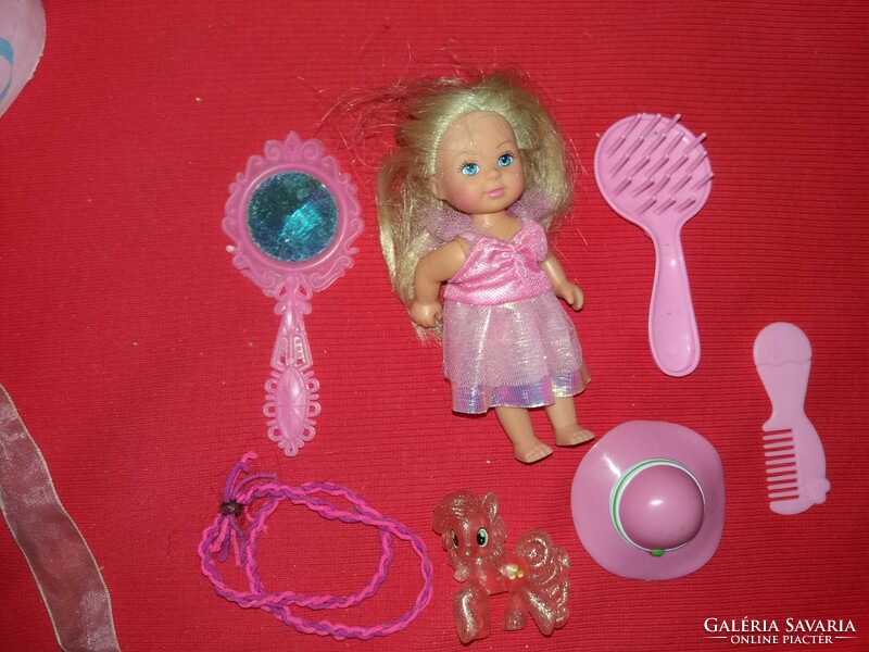 Retro simba girl mini barbie doll and toy package containing her equipment metal box + filly pony