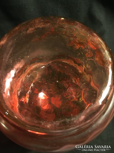 Anztik moser pink glass bonbonieer richly gilded! 12X13 cm flawless!!!!