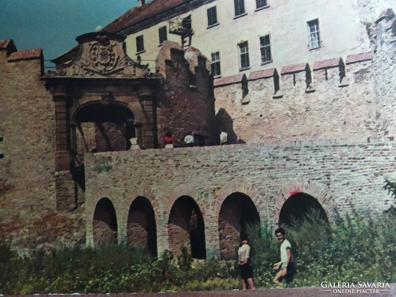 Old postcard, Schízló castle, postal clerk