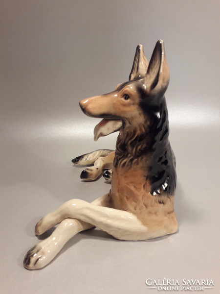Porcelain German shepherd dog figure statue large size