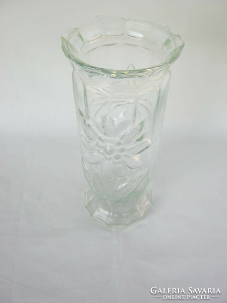 Pressed glass vase with flower pattern