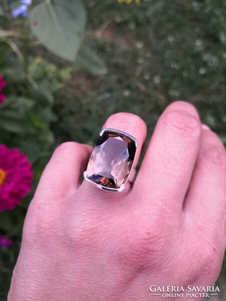 Beautiful smoky quartz silver ring