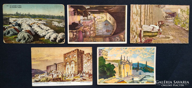 55 Middle Eastern themed postcards (Palestine, Egypt, Turkey)