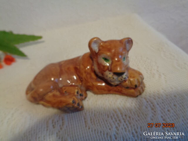 Terracotta, small lion, marked, 13 cm