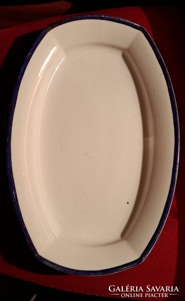 Antique large steak bowl (blue edge) size: 36x24 cm. Flawless.