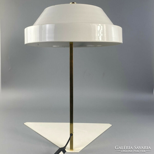 Mid-century white metal-copper desk lamp