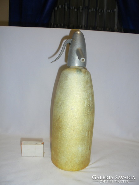 Retro aluminum soda bottle with siphon - gold color